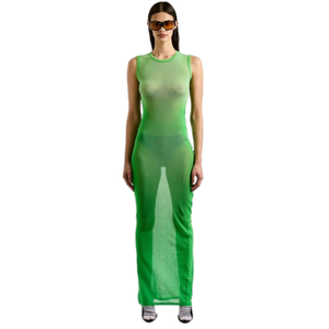 Cotton Citizen Small Rio Maxi Dress Electric Lime Cast Sheer 195 MSRP NWT